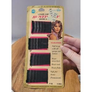 Vtg New Solo Nylon Covered Rustproof Bobby Bob Pins on Original Card 1968 #2961